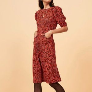 ROUJE Norma Dress (black and red lip print)